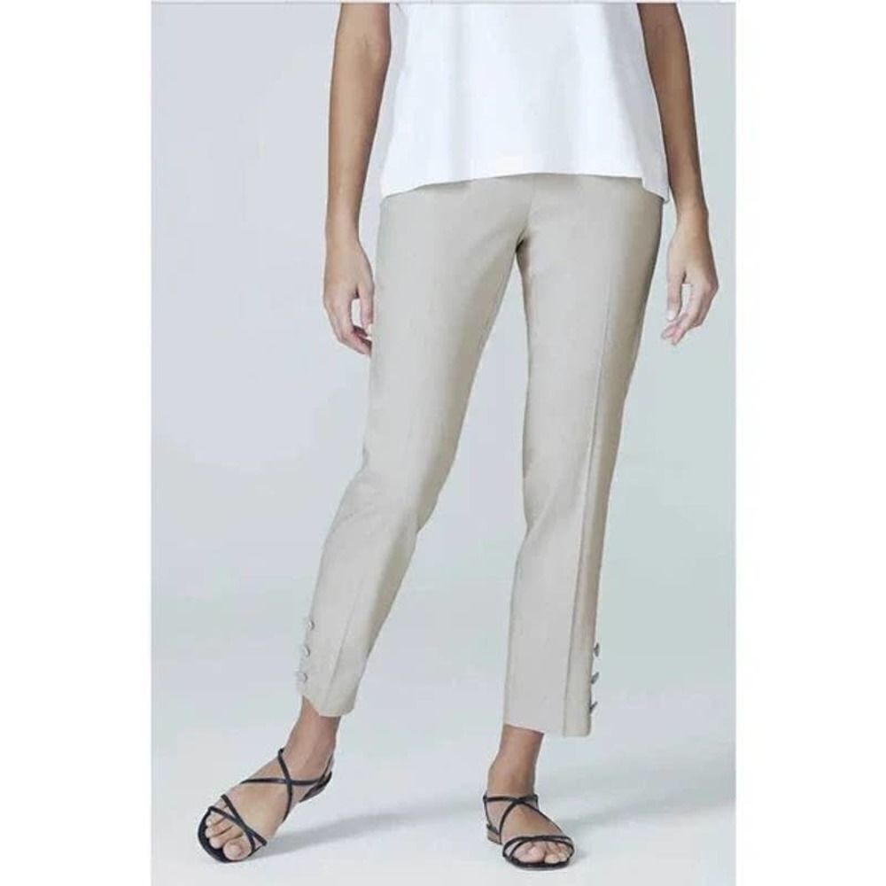 J. Jill Linen-Stretch Button-Hem Ankle Pants Sz XLP Petite gray